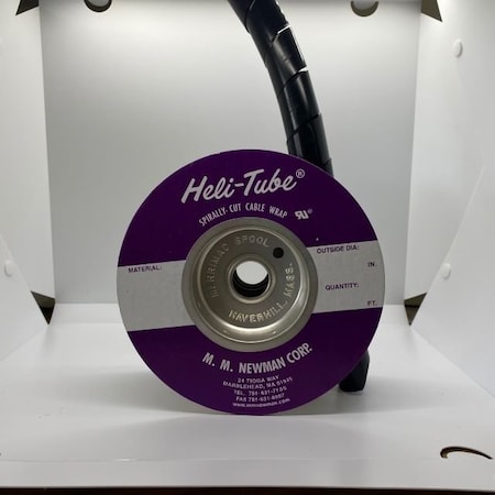 Heli-Tube Forward Cut Cable Sleeve, 1.07 in Inside Dia., 1-1/4 in to 8 in Max Bundle Dia., 50 ft, Black HT 1 1/4 UR-50